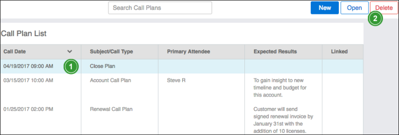 Deleting Call Plans