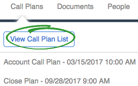 Call Plan Drop Down List