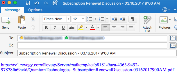 Call Plan Email Example