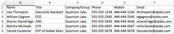 Contact Import CSV File