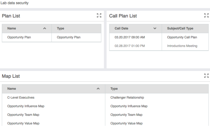 Map, Call Plan, Plan Widgets
