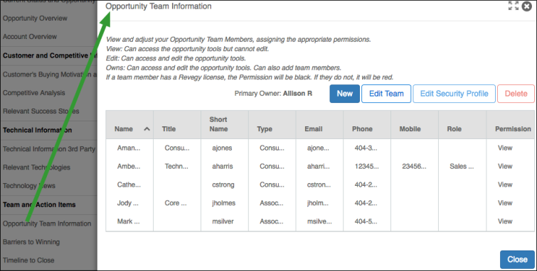 Open Team Plan Object