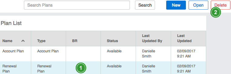 Deleting a Plan