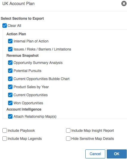 Select Plan Objects Export