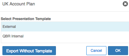 Select Plan Export Template