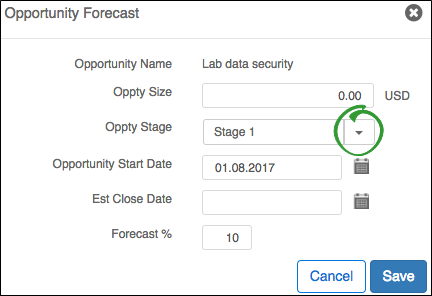 Opportunity Forecast Popup