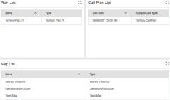 Map, Plan, Call Plan List Widgets