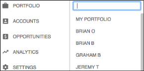 Portfolio User Menu